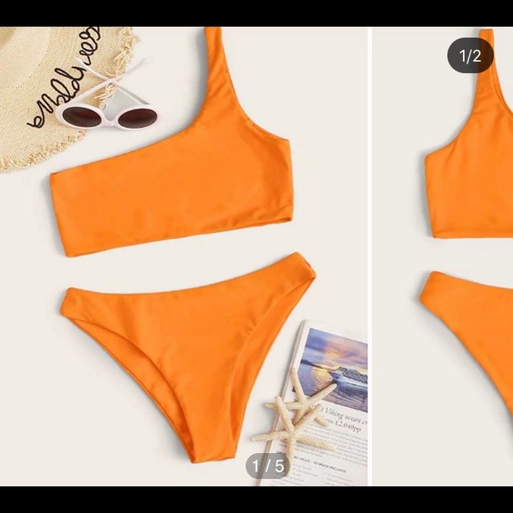 SHEIN One Shoulder Orange Swimsuit